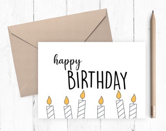 Printable Happy Birthday Card, Happy Birthday Card, instant download PNG PDF 5x7