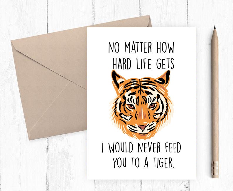 Funny anniversary card, Tiger Printable Card, Funny printable anniversary card, funny birthday card, instant download PNG PDF 5x7 