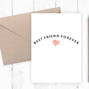 Best Friend Forever Card, Best Friend Birthday Card, Instant Download, Printable Card for BFF, JPG PDF Includes Printable Envelope Template