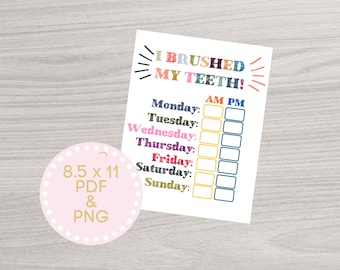 Brushed Teeth Chart, Printable Brushed Chart, Kids Printable