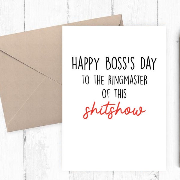 Printable Funny Boss's Day Card, happy Boss's Day,  Boss's Day Card, 5x7 PDF JPG Includes Printable Envelope Template