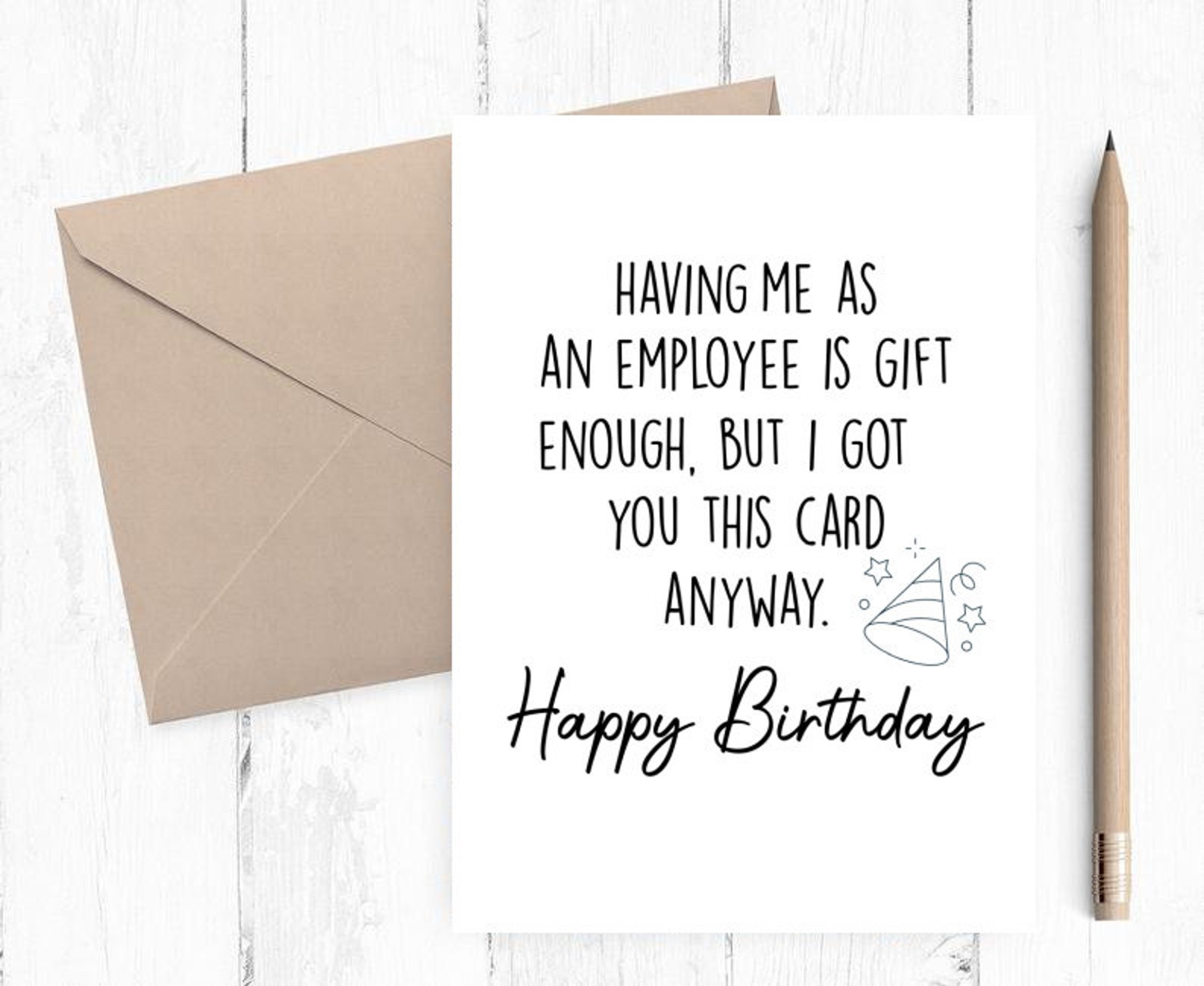Funny Boss Card – Birthday, Boss’s Day, Thank You Card (5x7 Inches Folded) With Envelope & Sticker, Blank Inside