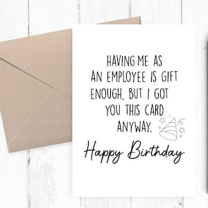 Funny Happy Birthday Boss Card, Printable Only, Boss Birthday Card From ...