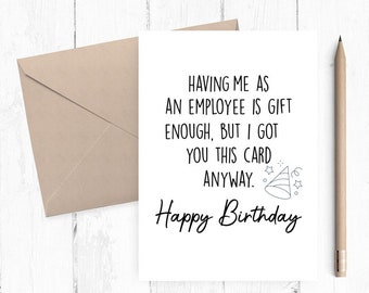 Funny Happy Birthday Boss Card, Printable Only, Boss