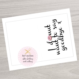 Printable Farewell Card, Printable Goodbye Card - I DONUT Want to Say ...