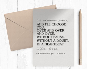 I Love You card, Printable anniversary card,  card, card for her, card for him, instant download love you card PDF 5x7