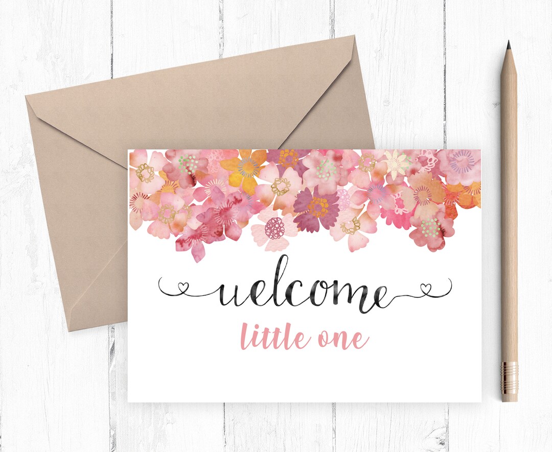 Printable Baby Shower Card, Girl Baby Shower Card, Baby Card