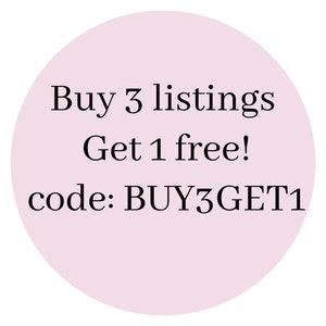 K&ouml;nnte beinhalten: Rosa Kreis mit wei&szlig;em Text, der "Kaufe 3 Angebote, erhalte 1 gratis! Code: BUY3GET1" lautet.