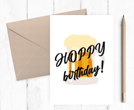 Printable Happy Birthday Card Hoppy Birthday Instant Etsy