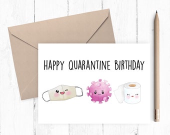 Happy Quarantine Birthday Card, Social Distancing Card, Birthday Card, Funny Birthday Card, Printable Quarantine card, pdf png 5x7