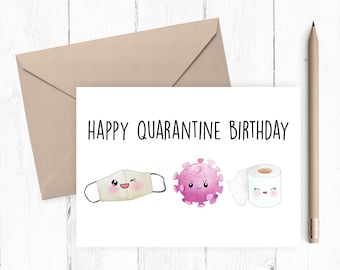 Happy Quarantine Birthday Card, Social Distancing Card, Birthday Card, Funny Birthday Card, Printable Quarantine card, pdf png 5x7