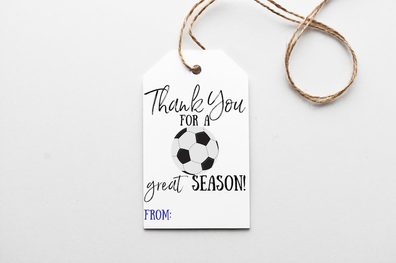 Soccer Printable Gift Tag, Thanks for a Great Season Favor Tag, End of Year, All Star, summer Tag Printable, Instant Download PDF JPG image 1