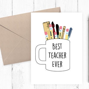 Card for Teacher, printable card for teacher, thank you teacher card, instant download 5x7 pdf png
