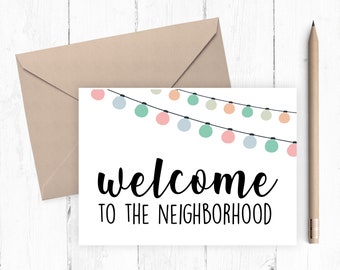 Welcome to the Neighborhood printable card, printable housewarming card, instant download PNG PDF 5x7