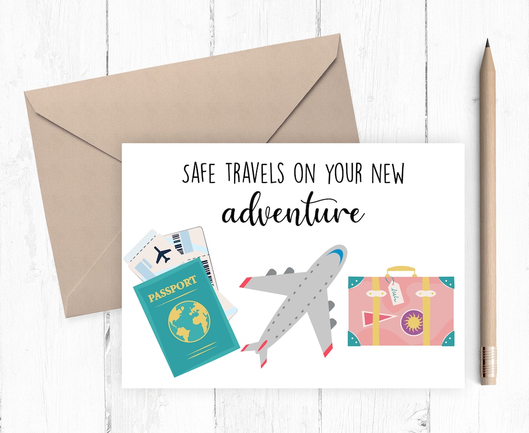 Printable Moving Card, Printable Travel Card, Bon Voyage Card, Safe