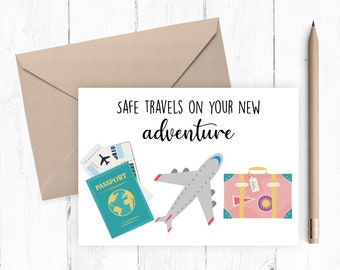 Printable Moving Card, Printable Travel Card, Bon Voyage Card, Safe Travels Card, Instant Download 8x10 5x7 JPG PDF
