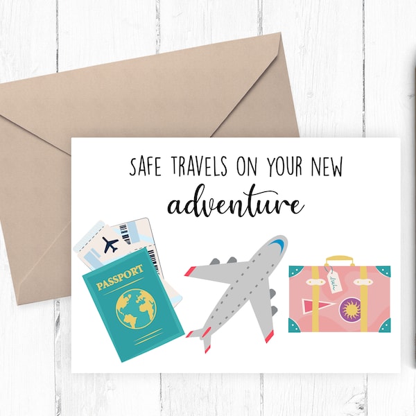 Printable Moving Card, Printable Travel Card, Bon Voyage Card, Safe Travels Card, Instant Download 8x10 5x7 JPG PDF