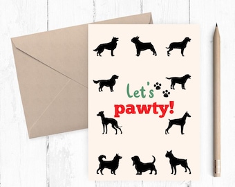 Funny Printable Dog Happy Birthday Card, Happy Birthday Card, Dog Mom Card, Let's Pawty,  instant download PNG PDF 5x7