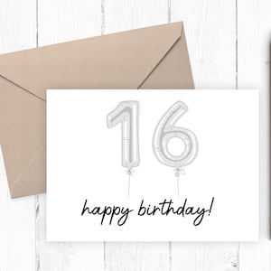 16. Geburtstagskarte, druckbare 16 Jahre alte Geburtstagskarte, PDF, PNG, Instant Download