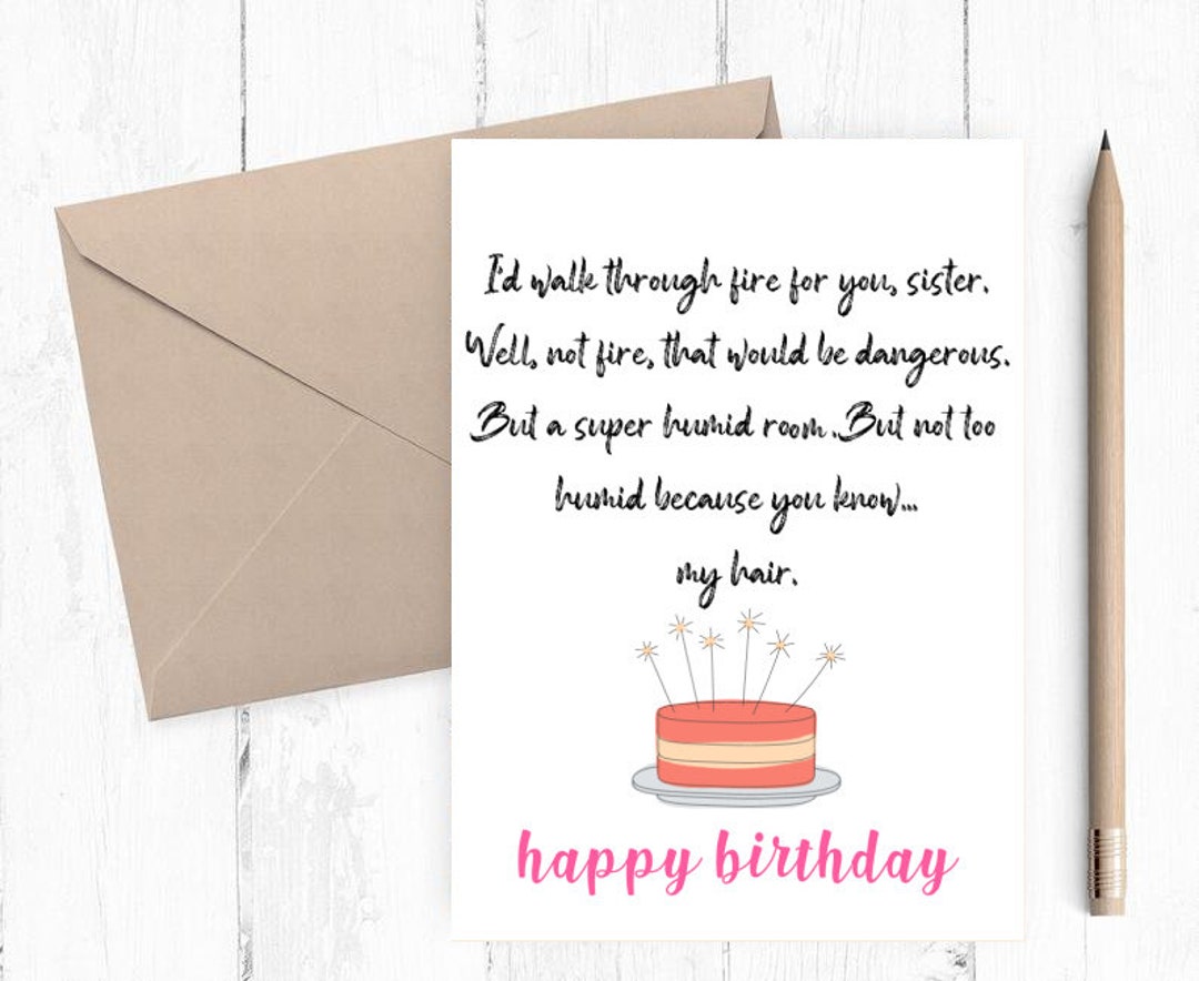 Funny Birthday Card to Sister, Instant Download Sister Birthday Card ...