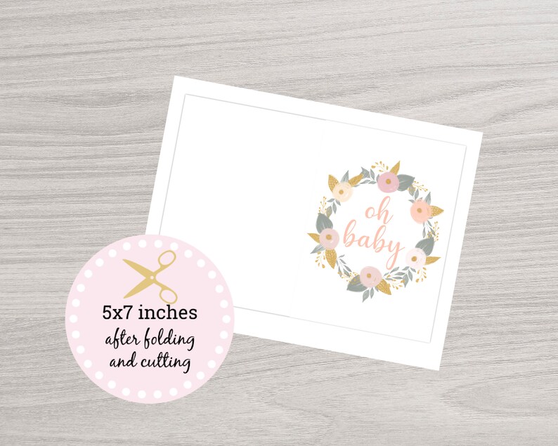 Printable Baby Shower Card Girl Baby Shower Card Etsy
