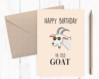 Funny birthday card, GOAT birthday card, happy birthday card,  printable funny birthday card PDF JPG