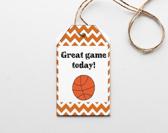Etiqueta de regalo imprimible de baloncesto para refrigerios, etiqueta de favor de gran juego hoy, refrigerios de baloncesto, descarga instantánea PDF JPG