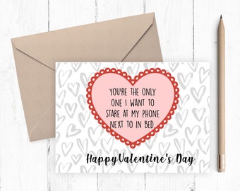 Funny Valentine's day card, Printable Valentine's card, Valentine's Day card, card for her, card for him, instant download PDF 5x7