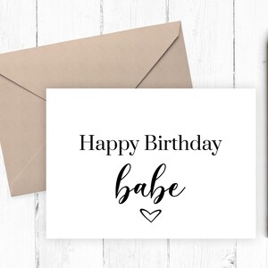 Tarjeta de feliz cumpleaños imprimible para ella, feliz cumpleaños nena, tarjeta de cumpleaños para novia/novio/cónyuge, descarga instantánea PNG PDF 5x7