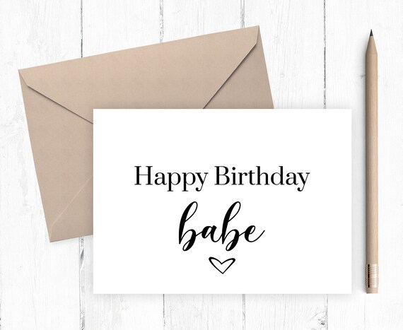Printable Happy Birthday Card for Her Happy Birthday Babe | Etsy