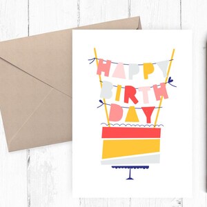 Printable Happy Birthday Card, Girly Happy Birthday Card, instant download PNG PDF 5x7