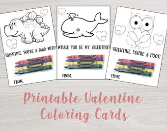 Tarjetas para colorear de San Valentín, Tarjetas de San Valentín imprimibles, Tarjeta de San Valentín para niños, descarga instantánea PDF 5x7