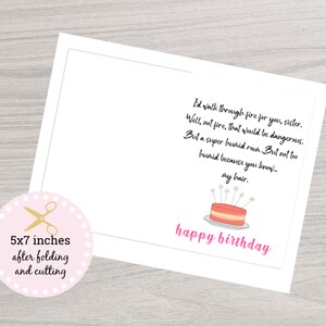 Funny Birthday Card to Sister, Instant Download Sister Birthday Card ...