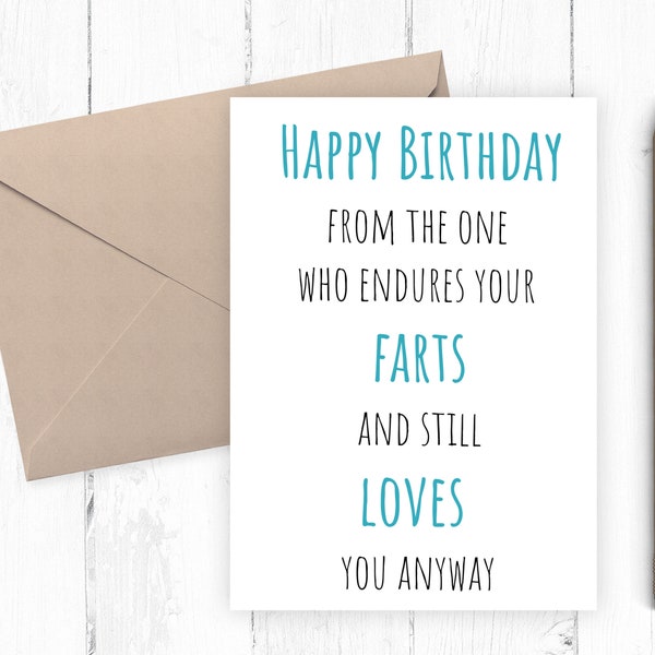 Funny Happy Birthday card to Husband, Card from girlfriend, card from wife, Includes Printable Envelope Template PDF JPG 5x7