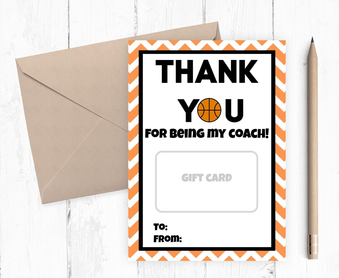 Basketball Coach Gift Card Printable Basketball Coach Gift - Etsy