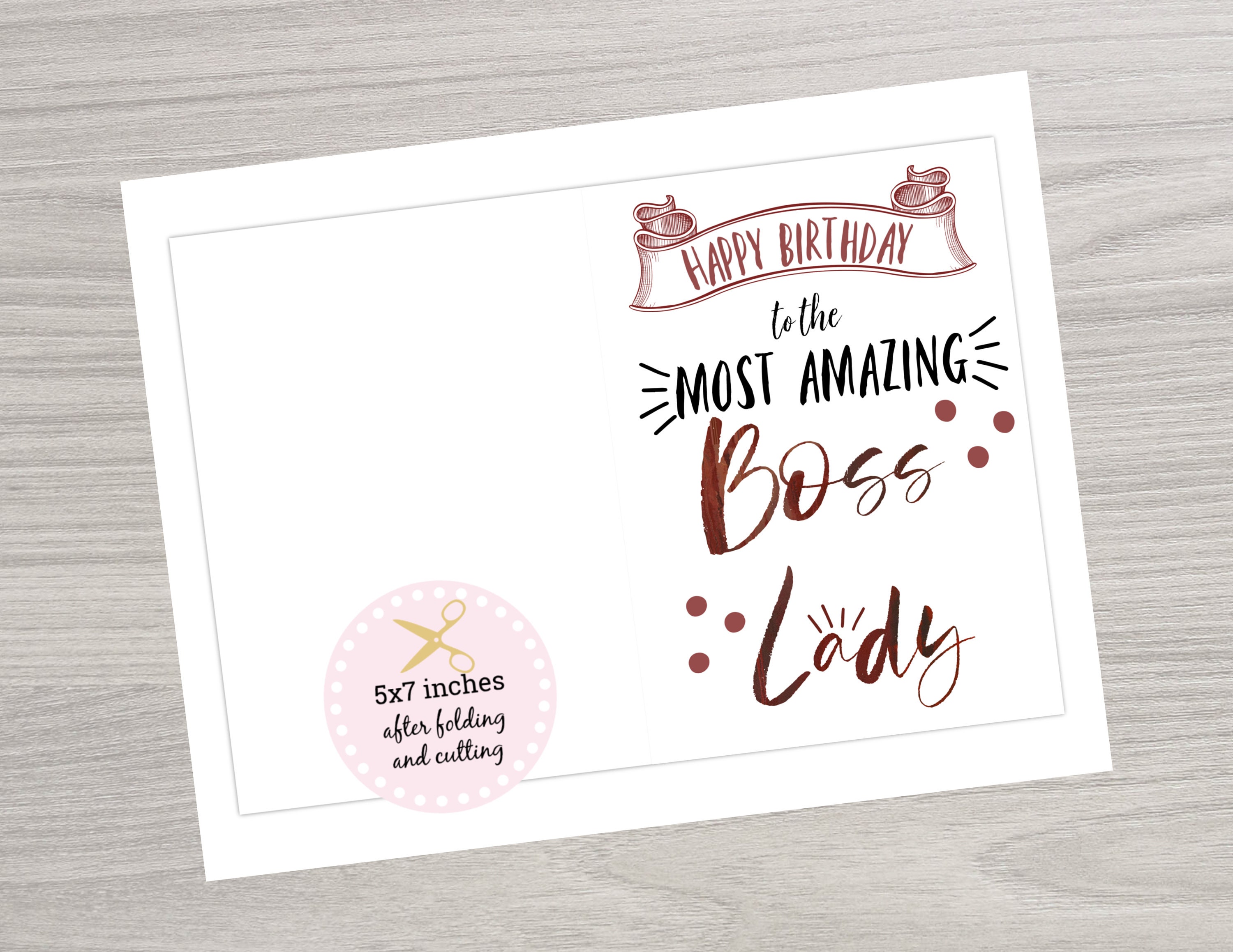 printable card happy birthday to the most amazing boss lady etsy