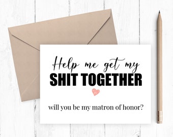 ¿Serás mi tarjeta de matrona de honor, tarjeta de propuesta de matrona de honor imprimible, propuesta divertida de matrona de honor, PDF JPG 5x7