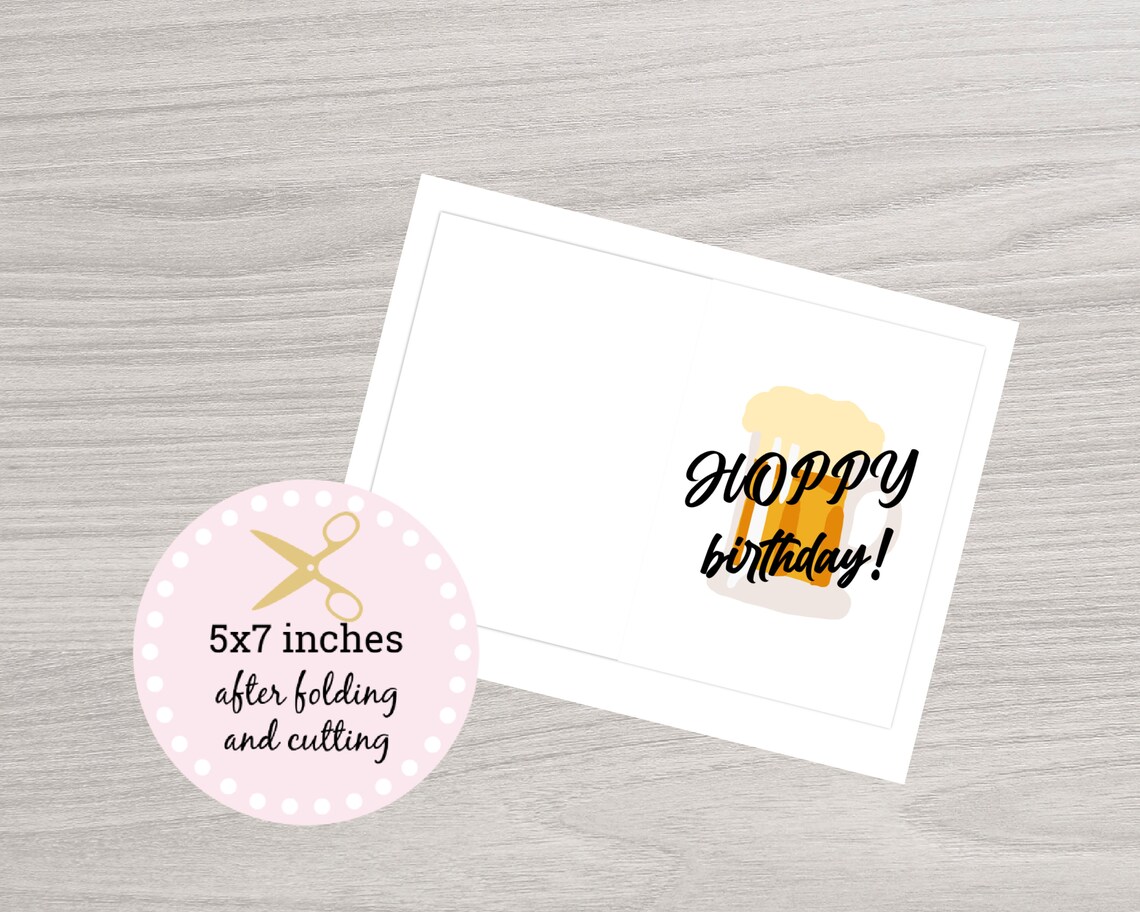 Printable Happy Birthday Card Hoppy Birthday Instant Etsy