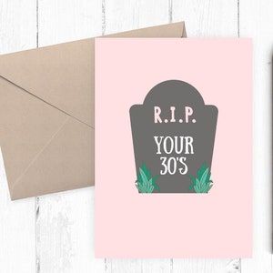 Funny 40th birthday card, Birthday 40 years old Printable Card, RIP 30's birthday card, funny birthday card, instant download PNG PDF 5x7