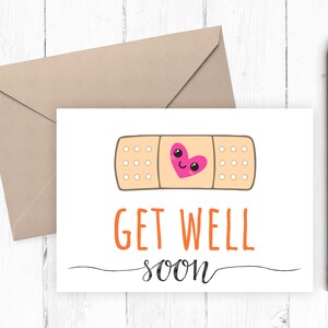 Get Well Soon Card, Get Well Soon Printable Card, Cute Get Well Soon Card, PDF Instant Download, 5x7 Includes Printable Envelope Template