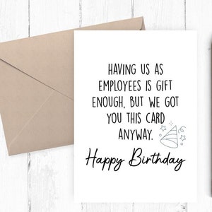 Lustige Happy Birthday Boss Karte, nur zum Ausdrucken, Chef Geburtstagskarte von uns, 5x7 PDF JPG enthält druckbare Umschlag Vorlage