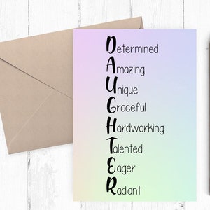 Tarjeta de feliz cumpleaños a la hija, tarjeta de cumpleaños imprimible a la hija, descarga instantánea PNG PDF 5x7