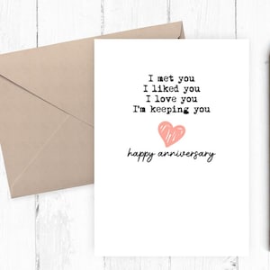 Carta romantica Love You, carta anniversario stampabile, carta, carta per lei, carta per lui, download istantaneo ti amo carta PDF 5x7