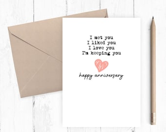 Romantic Love You Card, Printable Anniversary Card, Card for Her, Card ...