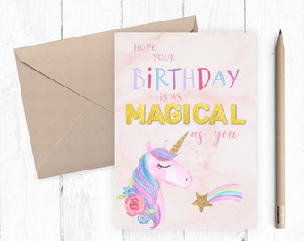 unicorn happy birthday card little girl birthday card jpg etsy
