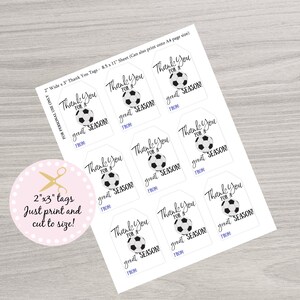 Soccer Printable Gift Tag, Thanks for a Great Season Favor Tag, End of Year, All Star, summer Tag Printable, Instant Download PDF JPG image 2