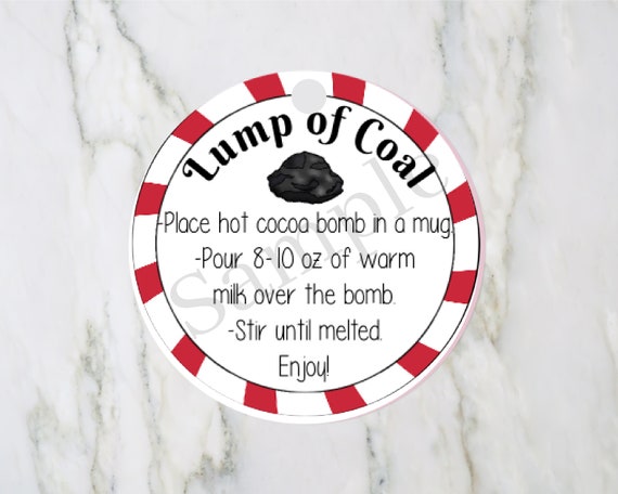 Printable Lump of Coal Hot Cocoa Bomb Labels Hot Chocolate | Etsy