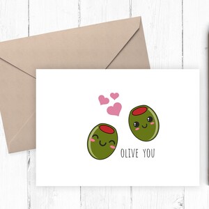 Carte Olive You, carte d'anniversaire imprimable, carte, carte pour elle, carte pour lui, téléchargement instantané love you card PDF 5x7