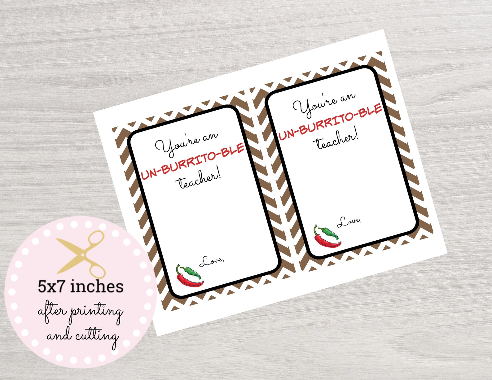 Burrito Gift Card Printable Teacher Gift Card Holder Instant Etsy