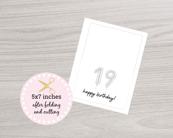 19th Birthday Card Printable 19 Year Old Birthday Card PDF - Etsy